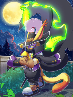 anthro belt boots cape clothing footwear full_moon fur gloves green_eyes handwear hat headgear headwear male mask melee_weapon moon night rapier shoes sky solo star starry_sky sword weapon yellow_body yellow_fur leafy97 bandai_namco digimon digimon_liberator digimon_(species) felid feline mammal nyabootmon 3:4 absurd_res hi_res