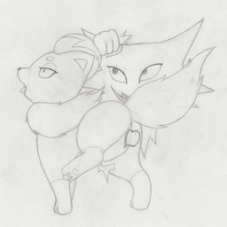 anus bulge disembodied_hand duo fangs female feral fisting genitals hair male male/female open_mouth paws penetration pulling_hair raised_leg simple_background teeth tongue touching_hair vaginal vaginal_penetration vulva white_background infamousrel nintendo pokemon generation_1_pokemon generation_5_pokemon haunter pokemon_(species) zorua 1:1
