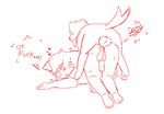 anthro anthro_on_feral anthro_penetrated bestiality blush bodily_fluids breath clothed clothing cum cum_inside doggystyle ears_down feral feral_penetrating feral_penetrating_anthro from_behind_position genital_fluids heart_symbol knotting looking_pleasured male male/male mounting orgasm panting partially_clothed penetration pivoted_ears saliva sex shaking_orgasm solo tongue tongue_out young ssdh salty_(ssdh) canid canine canis domestic_cat domestic_dog felid feline felis mammal digital_media_(artwork) line_art
