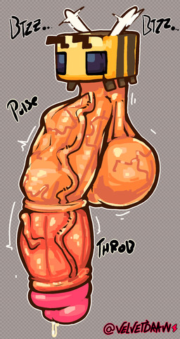 6_legs antennae_(anatomy) balls big_balls big_eyes big_penis bodily_fluids dripping erection feral fluffy fur fuzzy genital_fluids genitals glans glistening glistening_eyes huge_balls huge_penis hyper hyper_balls hyper_genitalia hyper_penis leaking_precum long_penis male penis precum precum_drip saggy_balls size_difference small_but_hung smaller_male solo striped_body striped_fur stripes vein veiny_balls veiny_penis wings yellow_balls yellow_body yellow_penis velvetdraw microsoft minecraft mojang xbox_game_studios arthropod bee bee_(minecraft) hymenopteran insect 2026 detailed digital_drawing_(artwork) digital_media_(artwork) hi_res meme