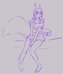 anthro bottomwear clothed clothing female fully_clothed fur hair looking_at_viewer satchel sitting skirt solo tufted_ears oonami ami_(oonami) eurasian_red_squirrel mammal rodent sciurid tree_squirrel 2024 hi_res purple_theme