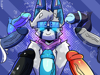 accessory anthro anthro_focus anthro_on_anthro antlers ball_tuft balls big_balls big_penis black_glans black_nose black_penis blue_antlers blue_balls blue_body blue_eyes blue_eyewear blue_fur blue_glasses blue_inner_ear blue_penis blush bodily_fluids circumcised cock_ring disembodied_penis erection eyewear foreskin fur genital_fluids genitals glans glasses grey_balls grey_body grey_fur grey_glans grey_penis group horn humanoid_genitalia humanoid_penis imminent_gangbang imminent_sex jewelry kerchief male male/male motion_lines musk orange_penis pattern_background penis penis_accessory penis_jewelry precum pupils purple_antlers purple_kerchief red_glans red_penis simple_background smile solo_focus steam striped_background surrounded surrounded_by_penises sweat sweatdrop thick_penis throbbing throbbing_penis tuft white_balls white_body white_fur white_pupils yellow_penis skweekers spot_(skweekers) ambiguous_species deer mammal 2023 4:3