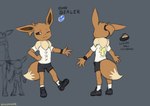 anthro bottomwear brown_body brown_eyes brown_fur brown_tail clothed clothed_anthro clothed_male clothing footwear front_view fully_clothed fully_clothed_anthro fully_clothed_male fur male rear_view shoes solo standing tail topwear sealer4258 nintendo pokemon eevee generation_1_pokemon pokemon_(species) 2025 digital_media_(artwork) hi_res model_sheet