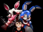 exposed_endoskeleton group machine male glacierk five_nights_at_freddy's five_nights_at_freddy's_2 scottgames mangle_(fnaf) markiplier toy_bonnie_(fnaf) animatronic canid canine fox human lagomorph leporid mammal rabbit robot