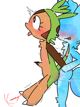 anthro anthro_on_anthro anthro_penetrated anthro_penetrating anthro_penetrating_anthro balls blue_body blue_ears blue_fur blue_tail blush bodily_fluids brown_body brown_eyes brown_fur dipstick_tail duo eyelashes female female_penetrated flat_chested from_behind_position fur genitals green_body green_fur green_tail grin looking_up male male/female male_penetrating male_penetrating_female markings multicolored_body multicolored_fur nipples nude nude_anthro nude_female nude_male open_mouth penetration pink_nipples sex shaking side_view simple_background smile sweat tail tail_markings tan_body tan_fur tan_tail_tip tears tongue tongue_out white_background young young_anthro young_female young_male young_on_young young_penetrated young_penetrating conditional_dnp xammyxx nintendo pokemon zack_(xammyxx) canid canine chespin fox generation_6_pokemon mammal pokemon_(species) 2026 3:4 digital_media_(artwork) english_description hi_res ibispaint_(artwork) shaded signature watermark