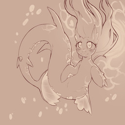 alternate_species blush clothing eyelashes female female_feral feral hair heart_eyes heart_symbol hooves long_hair pupils semi-anthro smile solo split_form underwear cold-blooded-twilight friendship_is_magic hasbro my_little_pony fluttershy_(mlp) aquatic equid equine hybrid mammal merfolk 1:1 2024 hi_res