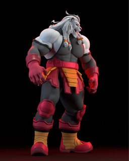 abs anthro armor biceps clothed clothing fur male muscular muscular_anthro muscular_male pecs red_eyes solo suit white_body white_fur leodamodeler leothemodeler leodamodeler_(modeler) thokk_(invincible) alien dornian felid lion mammal pantherine hi_res