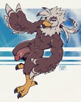 anthro balls beak biped eyebrows feathers fur genitals humanoid_genitalia male male_anthro navel penis solo wings kyubbi-arts avian bird absurd_res digital_drawing_(artwork) digital_media_(artwork) hi_res