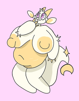 anthro big_breasts breasts female fur horn overweight simple_background solo tail white_body white_fur yellow_body yellow_fur gigglerwetsmackers chikn_nuggit mythology fwench_fwy_(chikn_nuggit) dragon mythological_creature mythological_scalie scalie 2026 digital_media_(artwork) hi_res nonbinary_(lore)