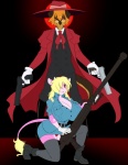 alternative_fashion anthro blonde_hair boots breasts cleavage clothed clothing coat cosplay duo female footwear gloves gun hair handwear hat headgear headwear j-fashion legwear male ouji_(fashion) pink_body ranged_weapon shoes stockings tail tail_tuft topwear tuft weapon spazzykoneko hellsing kingofkof alucard_(hellsing) miles_(kingofkof) ruby_(rubyluvcow) seras_victoria bovid bovine canid canine canis cattle domestic_dog mammal absurd_res digital_media_(artwork) hi_res