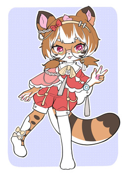 accessory anthro biped black_ear_tips black_markings bow_ribbon brown_body brown_fur brown_hair clothed clothing countershade_arms countershade_face countershade_fur countershade_hands countershade_neck countershade_tail countershading dipstick_ears ear_markings eyewear female footwear front_view fully_clothed fur gesture glasses green_eyes hair hair_accessory hair_bow hair_ribbon hand_gesture highlights_(coloring) markings multicolored_ears multicolored_eyes on_one_leg open_mouth open_smile pawpads pink_inner_ear pink_pawpads purple_eyes ribbons simple_background smile socks solo standing stripes tail tongue tongue_out two_tone_eyes v_sign white_highlights unknown_artist potatotanuki_(potatoximon) 2024 colored hi_res