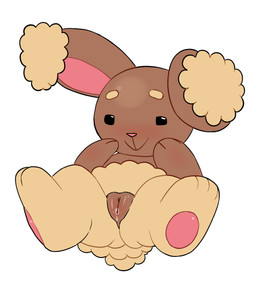 blush bodily_fluids brown_body embarrassed feet female genital_fluids genitals looking_at_viewer nude simple_background smile soles solo tail vaginal_fluids vulva white_background young young_female susto_(artist) nintendo pokemon buneary generation_4_pokemon lagomorph leporid mammal pokemon_(species) rabbit 2026 absurd_res hi_res