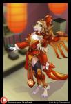 4_toes anthro barefoot claws clothed clothing cosplay digitigrade feet female gift solo spread_toes text toes azaleesh blizzard_entertainment chinese_zodiac overwatch year_of_the_dog lucie_(camperschaf) mercy_(overwatch) canid canine canis domestic_dog mammal hi_res url