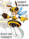 armor blue_eyes blush female flower gun_arm headgear helmet insect_wings looking_at_viewer machine not_furry plant ranged_weapon solo text weapon wings neomaru capcom mega_man_(series) megaman_(classic) honey_woman arthropod bee hymenopteran insect robot 3:4 english_text hi_res