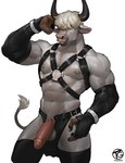 anthro armwear blonde_hair bovid_horn bovine_horn clothing exhibitionism fur genitals gloves hair handwear horn latex latex_armwear latex_clothing latex_gloves latex_handwear latex_legwear latex_skinsuit legwear male muscular muscular_anthro muscular_arms muscular_male nipples pecs penis pube_peek pubes skinsuit solo tail tight_clothing white_body white_fur tagonkrat animal_humanoid bovid bovid_humanoid bovine bovine_humanoid humanoid mammal mammal_humanoid absurd_res hi_res
