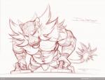 anthro biceps bulge clothed clothing exercise male muscular muscular_anthro muscular_male nipples pecs push-up skimpy solo teeth text spottyjaguar nintendo pokemon felid generation_7_pokemon incineroar mammal pokemon_(species) 2018 digital_media_(artwork) monochrome