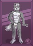 4_toes 5_fingers abs anthro athletic athletic_male belly black_nose black_seam_underwear bulge claws clothed clothing colored_seam_underwear eye_scar eyebrows facial_scar feet fingers fluffy fluffy_tail front_view fur grey_body grey_fur hair humanoid_feet jockstrap jockstrap_only looking_at_viewer male muscular navel nipples one_eye_closed outline pecs plantigrade pose quads red_eyes scar simple_background smile solo standing tail toes topless underwear underwear_only white_belly white_clothing white_eyebrows white_hair white_jockstrap white_outline white_underwear wink saintbullart nintendo star_fox wolf_o'donnell canid canine canis mammal wolf 2019 absurd_res alternate_version_at_source artist_name digital_media_(artwork) hi_res pinup watermark