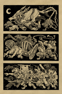 animal_genitalia animal_penis anthro armor balls clothed clothing flaccid fur genitals group male muscular muscular_anthro muscular_male partially_clothed penis sheath simple_background weapon momamo warhammer_(franchise) great_horned_rat mammal murid murine rat rodent skaven 2025 2:3 absurd_res hi_res monochrome traditional_media_(artwork)