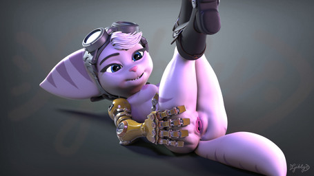 anthro anus boots breasts clothing cybernetic_arm cybernetic_limb cybernetics disability eyewear eyewear_on_head female footwear genitals goggles goggles_on_head gradient_background grey_background lying machine mostly_nude on_back shoes simple_background solo spread_vulva spreading vulva gibly ratchet_and_clank sony_corporation sony_interactive_entertainment rivet_(ratchet_and_clank) cyborg lombax mammal 16:9 3d_(artwork) digital_media_(artwork) hi_res widescreen