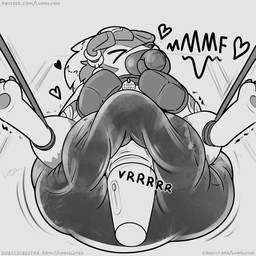 anthro bdsm black_nose bondage_gear bondage_gloves bound claws clothed clothing collar collar_tag diaper diaper_fetish ear_piercing erection erection_in_diaper eyes_closed feces floppy_ears front_view handwear heart_symbol legs_tied lock_symbol lying male masturbation object_in_mouth on_back one_eye_obstructed pacifier pacifier_in_mouth piercing sex_toy simple_background soiled_diaper soiling solo spread_legs spreading text toe_claws twitter_handle unclean_diaper used_diaper vibrator vowelless vowelless_vocalization wand_vibrator wearing_diaper white_background ludis-luteo nintendo pokemon generation_7_pokemon hybrid hybrid_pokemon kommo-o lycanroc midnight_lycanroc pokemon_(species) 1:1 absurd_res artist_name english_text hi_res monochrome signature url