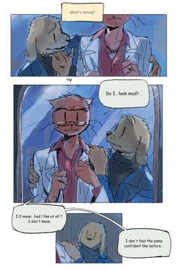 anthro biped clothing dialogue duo eyewear freckled_face freckles fur furniture glasses male orange_body orange_fur photo sofa suit text wearing_glasses yellow_body yellow_fur frune_ei01 dog_man_(series) dog_man_(character) petey_the_cat canid canine canis domestic_cat domestic_dog felid feline felis mammal 2025 comic english_text hi_res