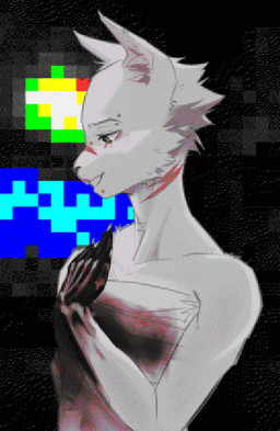 after_mastectomy anthro female fur gore missing_finger piercing scar side_view solo white_body white_fur camotinhio misha_the_nurse domestic_cat felid feline felis mammal hi_res