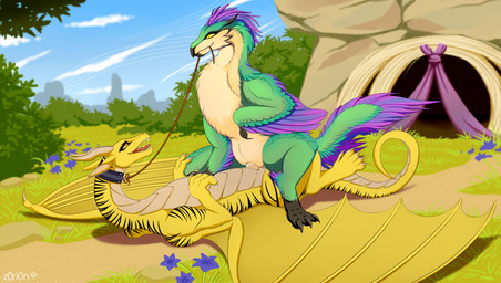 beak cave claws cloud cowgirl_position day duo erection feathers female female_penetrated feral feral_on_feral feral_penetrated feral_penetrating feral_penetrating_feral finger_claws from_front_position genitals grass green_body green_feathers lying male male/female male_penetrating male_penetrating_female membrane_(anatomy) membranous_wings on_back on_bottom on_top penetration penis plant purple_body purple_feathers sex sky tail toe_claws tongue vulva wings z0ri0n capcom european_mythology monster_hunter mythology aurixen avian bird bird_wyvern dinosaur dragon dromaeosaurid hybrid monster mythological_creature mythological_scalie prehistoric_species reptile saurischian scalie seikret theropod western_dragon wyvern digital_media_(artwork) hi_res