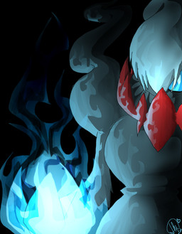 ambiguous_gender black_body blue_eyes dark glowing hair looking_at_viewer solo white_hair yyyfan09 nintendo pokemon darkrai generation_4_pokemon legendary_pokemon pokemon_(species) absurd_res hi_res