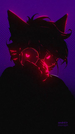 anthro backlighting blood bodily_fluids cheek_tuft contrast dark dark_eyes eyebrows eyewear facial_tuft fur glasses glowing glowing_body glowing_eyes glowing_fur grey_body grey_fur hair halftones inner_ear_fluff light looking_at_viewer male purple_body purple_fur red_hair round_glasses solo spotlight spotlight_beam tuft whiskers andre_moraph sound_warning andre_moraph_(character) canid canine canis mammal wolf 2025 2d_animation 9:16 absurd_res animated black_and_red bust_portrait colored digital_drawing_(artwork) digital_media_(artwork) hi_res high_framerate lighting loop portrait short_playtime signature sound webm