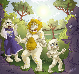 ambiguous_gender anthro arm_hair balls beard belly_hair blonde_hair blush bodily_fluids body_hair chest_hair circumcised clothed clothed_female clothing crowd day dress embarrassed embarrassing_nudity exclamation_point exhibitionism exposed facial_hair female flaccid fur genitals gesture group hair hairy hand_gesture horn humiliation laugh laughing_at leg_hair light male micropenis nervous nervous_sweat nipples nude outdoor_nudity outside overweight overweight_male park penis plant pointing pointing_at_another pubes public public_exposure public_humiliation shocked slightly_chubby small_penis sunlight surprised sweat tears tree trio white_body white_fur young ashethekit undertale undertale_(series) asgore_dreemurr asriel_dreemurr toriel ambiguous_species bovid caprine goat mammal absurd_res hi_res father_(lore) father_and_child_(lore) father_and_son_(lore) parent_(lore) parent_and_child_(lore) parent_and_son_(lore) son_(lore)