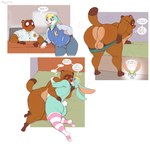 2024 absurd_res age_difference animal_crossing anthro ball_tuft balls bed belly bent_over big_balls big_butt blonde_hair blush bottomwear boxer_briefs brown_body brown_fur brownieclop butt canid canine clothed clothing colored cuddling daddy_kink desk dialogue digital_drawing_(artwork) digital_media_(artwork) duo english_text femboy footwear fur furniture genitals green_body green_fur hair hand_on_back heart_symbol hi_res holding_partner inside jacket lagomorph legwear leporid letterman_jacket looking_back lying male male/male male_anthro mammal mature_anthro mature_male multicolored_body multicolored_fur multiple_scenes musk musk_clouds nintendo on_bed on_side overweight overweight_male pants pattern_clothing pattern_footwear pattern_legwear pattern_shirt pattern_socks pattern_thigh_highs pattern_thigh_socks pattern_topwear pink_clothing pink_footwear pink_legwear pink_socks pink_thigh_highs pink_thigh_socks presenting presenting_hindquarters rabbit raccoon_dog raised_tail sasha_(animal_crossing) shirt sitting socks standing striped_clothing striped_footwear striped_legwear striped_socks striped_thigh_highs striped_thigh_socks stripes table tail tanuki text thigh_highs thigh_socks thigh_socks_only tom_nook_(animal_crossing) topwear tuft two_tone_body two_tone_fur underwear undressing_between_scenes undressing_self white_body white_fur wide_hips younger_male