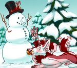 anthro caught_in_the_act embarrassed erection horn male oral outside public snow snowman solo surprise tail tail_motion tailwag winter pinkpalmingo mythology equid equine mammal mythological_creature mythological_equine unicorn hi_res