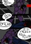 blood bodily_fluids death dialogue machine male text renee-moonveil five_nights_at_freddy's scottgames bonnie_(fnaf) mike_schmidt_(fnaf) animatronic human lagomorph leporid mammal rabbit robot 2014 comic english_text