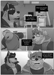 anthro beard border canid canine canis comic dialogue domestic_dog duo english_text facial_hair hi_res ken_(sush1d0g3) male male/male mammal monochrome speech_bubble sush1d0g3 text white_border