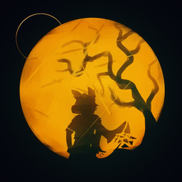 abstract_art ambiguous_gender anthro eclipse moon shadow silhouette solo sun dakkawoof dakka canid canine canis mammal wolf 1:1 2020