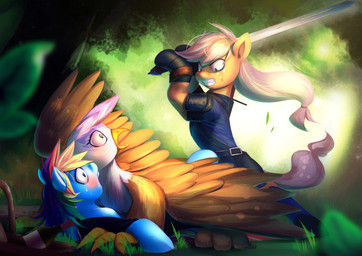 angry attack beak blue_body blue_fur detailed_background feathered_wings feathers female feral forest fur group hair imminent_death melee_weapon multicolored_hair outside plant rainbow_hair sword tree weapon wings bakki friendship_is_magic hasbro my_little_pony mythology applejack_(mlp) gilda_(mlp) rainbow_dash_(mlp) avian earth_pony equid equine gryphon horse mammal mythological_avian mythological_creature mythological_equine pegasus pony 2015