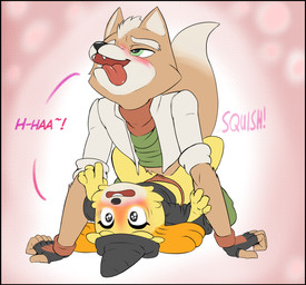 ahegao ambiguous_penetration anthro anthro_on_anthro black_nose blush bottomwear brown_body brown_fur clothed clothed_sex clothing clothing_aside dipstick_tail duo female female_penetrated fingerless_gloves from_front_position fur gloves green_eyes handwear hat headgear headwear jacket larger_male looking_pleasured lying magic_user male male/female male_penetrating male_penetrating_female markings missionary_position multicolored_tail on_back open_mouth panties panties_aside pants penetration penile penile_penetration penis_in_vagina robe sex shirt size_difference smaller_female smaller_penetrated tail tail_markings text tongue tongue_out topwear underwear underwear_aside vaginal vaginal_penetration white_body white_fur wide_eyed witch witch_hat yellow_body yellow_fur renabu animal_crossing nintendo star_fox fox_mccloud isabelle_(animal_crossing) canid canine canis domestic_dog fox mammal shih_tzu toy_dog 2018 crossover digital_media_(artwork) english_text hi_res
