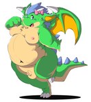 anthro balls belly big_belly genitals green_body kemono male micropenis moobs navel nipples overweight overweight_male penis small_penis solo tail wings chibineco mythology brokenwing dragon mythological_creature mythological_scalie scalie 2022 absurd_res hi_res