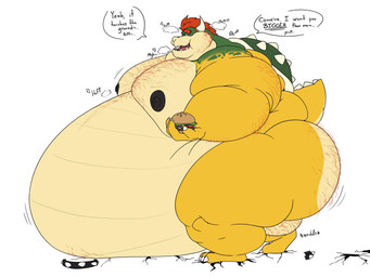 anthro arm_hair belly belly_overhang big_belly big_butt big_cheeks big_moobs black_nipples body_hair breath broken_collar burger butt butt_hair chest_hair chubby_cheeks collar dialogue double_chin facial_hair food hair heart_symbol holding_burger holding_food holding_object horn huge_belly hyper hyper_belly lidded_eyes looking_pleasured love_handles male moobs morbidly_obese morbidly_obese_anthro morbidly_obese_male nipples non-mammal_nipples obese obese_anthro obese_male open_mouth overweight overweight_anthro overweight_male panting pink_tongue pubes red_eyes red_hair simple_background solo speech_bubble standing text thick_thighs tongue walking white_background wobbling yellow_body snapregsting mario_bros nintendo bowser koopa scalie 2023 4:3 english_text hi_res