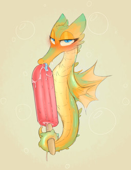 blue_eyes blush bodily_fluids eyelashes female feral food food_fetish looking_at_viewer popsicle popsicle_melting saliva simple_background solo suggestive suggestive_food tongue tongue_out backsash aquatic fish seahorse syngnathid syngnathiform 2019 digital_media_(artwork) hi_res
