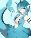 4:5 alternate_species blue_body blue_hair blue_skin breasts cleavage clothed clothing dress ear_fins eeveelution female fin generation_1_pokemon hair hi_res human humanized humanoid humanoidized jewelry mammal midriff necklace nintendo pokemon pokemon_(species) pokemon_humanoid pokemorph solo tail takeshima_(nia) thick_tail vaporeon