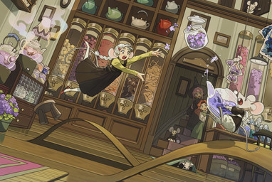 animal_ears braided_hair braided_ponytail brown_clothing brown_dress chair clothed clothed_feral clothed_human clothed_humanoid clothing detailed_background dress dropping_object falling female feral floorboards flower footwear furniture glass_jar group hair hat headgear headwear hiding inside maid_uniform open_mouth plant ponytail purple_flower rug shoes stairs steam stool tail teapot uniform white_hair witch_hat carol_caocao animal_humanoid human humanoid mammal mammal_humanoid mouse mouse_humanoid murid murid_humanoid murine murine_humanoid rodent rodent_humanoid hi_res