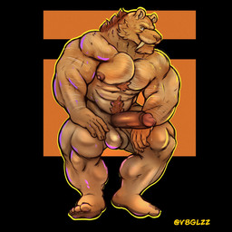 aged_up anthro balls bodily_fluids body_hair erection fangs fur genital_fluids genitals humanoid_genitalia humanoid_penis male muscular muscular_anthro muscular_male nipples nude penis simple_background smile solo stocky teeth v8glzz blue_sky_studios ice_age_(series) diego_(ice_age) felid mammal prehistoric_species saber-toothed_tiger digital_media_(artwork) hi_res