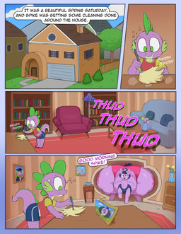 anthro big_butt book bookshelf building butt chair dialogue duo exterior female feral furniture house huge_butt huge_thighs larger_female male male/female portrait_(object) purple_body size_difference smile sofa speech_bubble text thick_thighs wide_hips young parumpi friendship_is_magic hasbro my_little_pony spike_(mlp) twilight_sparkle_(mlp) equid equine horse mammal pony absurd_res comic english_text hi_res