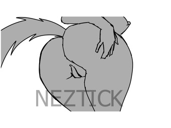 anthro breasts butt female solo spread_butt spreading neztick 4:3 animated greyscale loop monochrome short_playtime