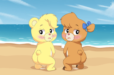anthro beach blush butt crouching day duo female masturbation nude orgasm outside young erickyanjiro disney gummi_bears talespin molly_cunningham sunni_gummi bear mammal