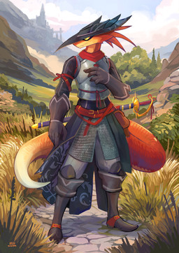 5_fingers anthro armor boots breastplate buckle castle chainmail clothing cloud fantasy fingers footwear gauntlets gloves grass handwear hat headgear headwear looking_forward male markings melee_weapon mountain_range orange_body orange_scales plant plantigrade plate_armor scale_markings scales scenery shoes sky solo standing sword tail text tree valley weapon yellow_body yellow_eyes yellow_scales plive mythology dragon mythological_creature mythological_scalie scalie wingless_dragon 2022 absurd_res dated english_text hi_res signature