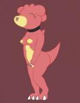 anthro anthrofied areola biped breasts brown_background claws collar erect_nipples eyelashes eyes_closed female generation_2_pokemon genitals hi_res magby masturbation nintendo nipples non-mammal_breasts nude open_mouth pokemon pokemon_(species) posexe pussy red_body red_skin reptile scalie simple_background small_breasts solo standing toe_claws tongue vaginal vaginal_masturbation