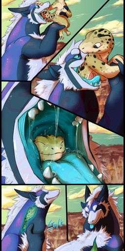 3_toes 4_fingers abdominal_bulge animal_genitalia animal_penis anthro anthro_pred anthro_prey belly big_tail biped black_border black_horn blep blue_body blue_fur blue_penis blue_sclera blue_text blue_tongue blush bodily_fluids border canine_genitalia canine_penis cheek_tuft cloud countershade_torso countershading cutaway day detailed_background dripping duo endosoma erection eyes_closed facial_markings facial_tuft fangs feet fingers front_view fur fur_markings genitals grass hand_on_neck head_markings holding_character holding_neck horn in_mouth inside_stomach internal knot larger_anthro larger_male looking_at_another looking_down looking_up male male_pred male_prey markings mouth_shot multicolored_body multicolored_fur neck_bulge nude number open_mouth oral_vore organs outside partially_inside paws penis plant safe_vore saliva saliva_drip saliva_string side_view sitting size_difference sky smaller_anthro smaller_male smile soft_vore sound_effects spots spotted_body spotted_skin standing stomach stomach_acid swallowing tail tan_body tan_skin teeth text three-quarter_view toes tongue tongue_out tuft vore wet white_body white_countershading white_fur willing_prey greedygulo mythology koutapanda ramzan ailurid dragon furred_dragon furred_scalie gecko hybrid lizard mammal mythological_creature mythological_scalie red_panda reptile scalie 2017 comic corel_painter_(artwork) dated digital_drawing_(artwork) digital_media_(artwork) hi_res multiple_scenes signature watermark