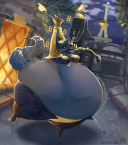 anthro belly belly_inflation big_belly blue_body blue_fur blue_hair blueberry_expansion blueberry_inflation body_inflation bottom_heavy breasts building butt butt_expansion expansion female fruit_inflation fur hair huge_thighs hyper hyper_pear hyper_thighs inflated_breasts inflation morbidly_obese obese obese_anthro obese_female outside overweight overweight_anthro overweight_female paris solo thick_thighs velvetbambi sly_cooper_(series) sony_corporation sony_interactive_entertainment sucker_punch_productions carmelita_fox canid canine fox mammal